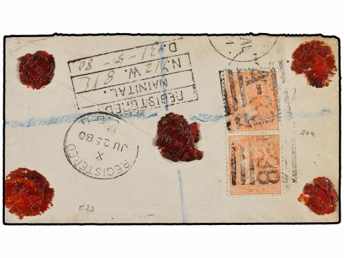 ✉ INDIA INGLESA. 1880. NAINITAL to LONDON. 1/2 anna blue pos