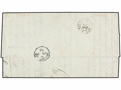 ✉ MAURICIO. Sg. 57 (2), 65. 1876. MAURICE to FRANCE. Entire 