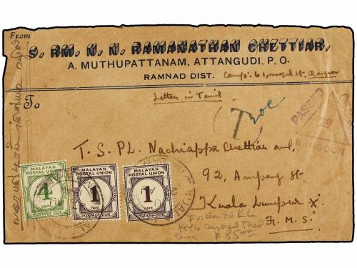 ✉ BIRMANIA. 1940. RANGOON to KUALA LUMPUR (Malaya). Envelope
