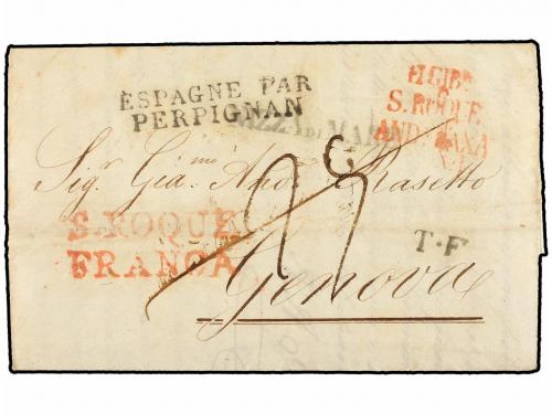 ✉ GIBRALTAR. 1826. GIBRALTAR a GÉNOVA (Italia). Marcas D. GI