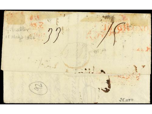 ✉ GIBRALTAR. 1826. GIBRALTAR a GÉNOVA (Italia). Marcas D. GI