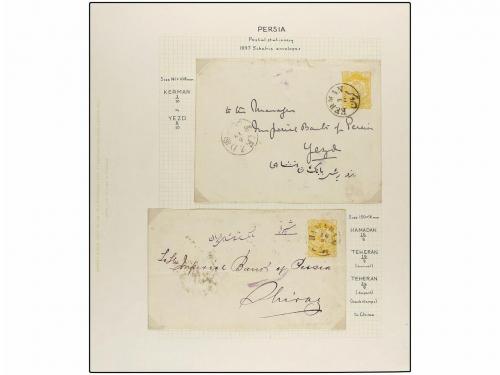 ✉ IRAN. 1898-99. Nine postal stationary envelopes, of 5 ch.,