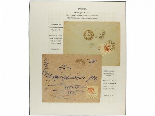 ✉ IRAN. Sc. 283, 284 (9). 1902. PROVISIONAL ISSUE. (2nd prin