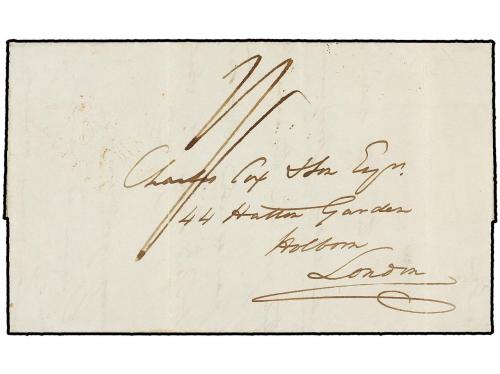 ✉ MAURICIO. 1838. LIEUT WEST. ´THE VALE´ to LONDON. Entire l