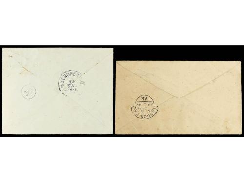 ✉ GIBRALTAR. Sg. 22, 24. 1896-97. Two envelopes to LONDON an