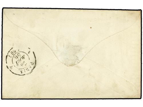 ✉ FRANCIA. Yv. 14. 1856. VINCENS a PARÍS. 20 cts. azul. Sobr