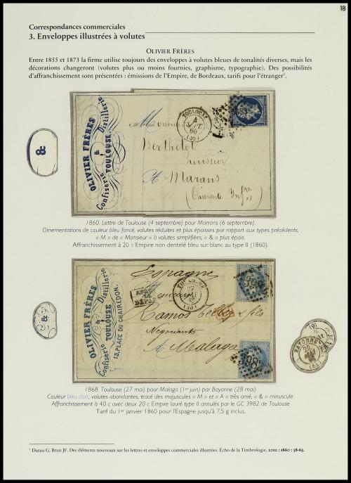 ✉ FRANCIA. 1826-1876. Colección de 30 cartas con sobres con 