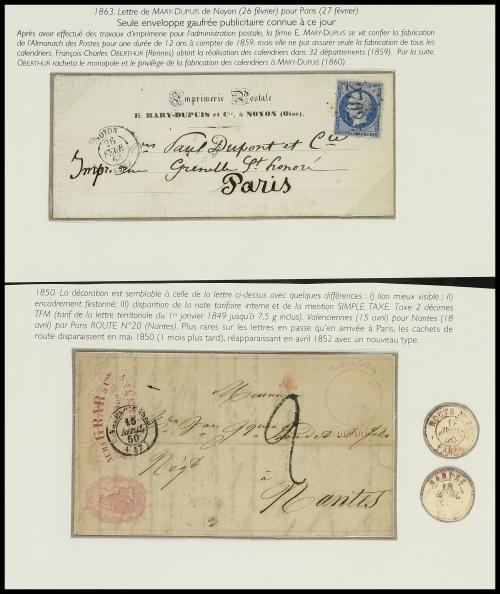 ✉ FRANCIA. 1826-1876. Colección de 30 cartas con sobres con 