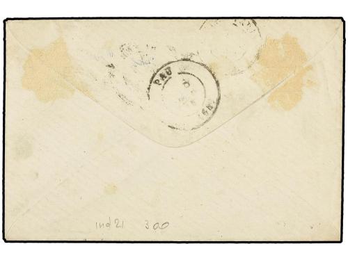 ✉ FRANCIA. Yv. 21, 23. 1865. Sobre circulado a PARÍS. 10 cts