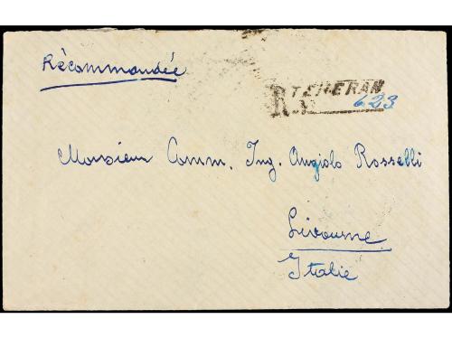 ✉ IRAN. 1926. TEHERAN to ITALY. 10 ch. and 1 kr. registered 