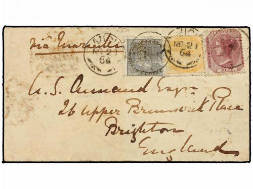 ✉ INDIA INGLESA. 1864. CALLIAM to ENGLAND. Envelope franked 