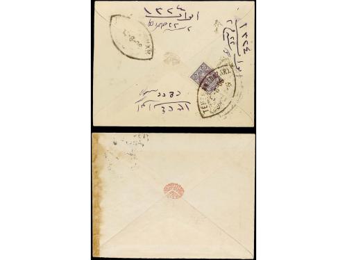 ✉ IRAN. 1905-06. Two postal stationary envelopes of 5 ch. (u