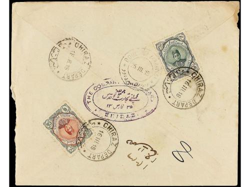 ✉ IRAN. Sc. 483, 485. 1918. CHIRAZ to BOUCHIR. 3 ch. and 6 c