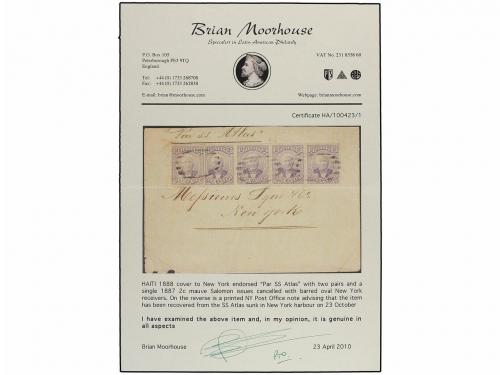 ✉ HAITI. Sc. 22 (5). 1888. PORT AU PRINCE a NEW YORK. CARTA 