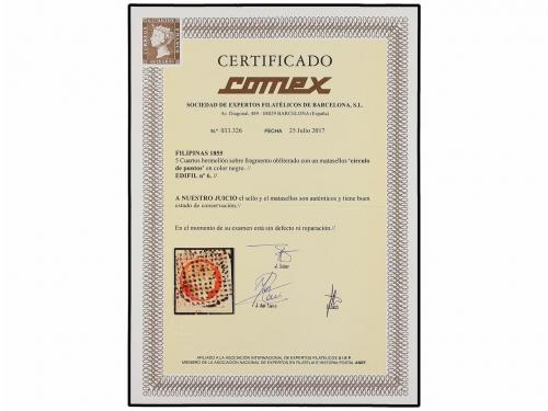Δ FILIPINAS. Ed. 6. 5 cuartos bermellón sobre pequeño fragme
