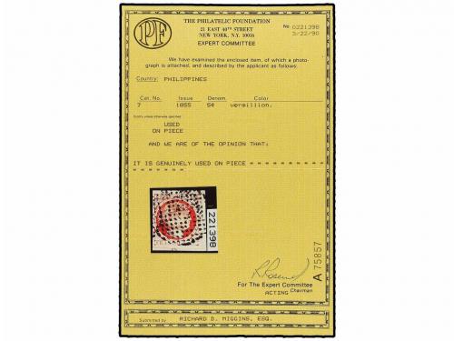 Δ FILIPINAS. Ed. 6. 5 cuartos bermellón sobre pequeño fragme