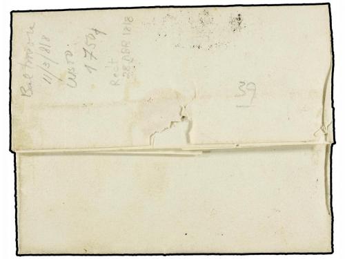 ✉ PORTUGAL. 1818. BALTIMORE (U.S.A.) a LISBOA. Marca circula