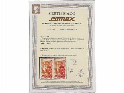 ** ESPAÑA. Ed. 1323. MONASTERIO DE SAMOS. 1 pta. castaño y r