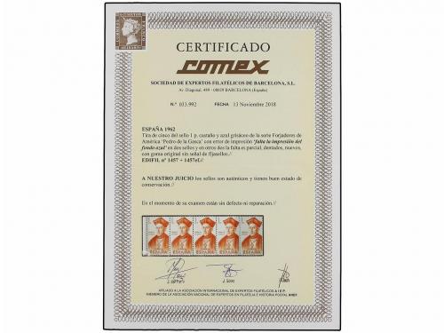 ** ESPAÑA. Ed. 1457 + 1457ef. FORJADORES. 1 pta. castaño y v