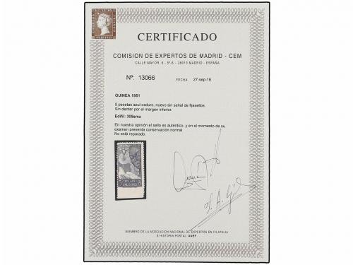 ** COLONIAS ESPAÑOLAS: GUINEA. Ed. 305. 5 pts. azul SIN DENT