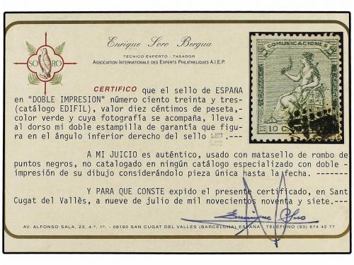° ESPAÑA. Ed. 133ed. 10 cts. verde. DOBLE IMPRESIÓN completa