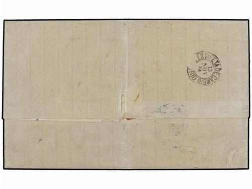 ✉ URUGUAY. 1874. MONTEVIDEO a MASNOU. 5 cts. azul (2) mat. Ó