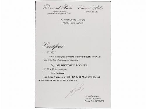 ✉ MARRUECOS: CORREO LOCAL. Yv. 32, 35. 1895. FEZ a SEFRO. So