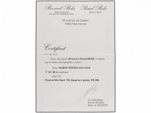 (*) MARRUECOS: CORREO LOCAL. Yv. 62/68. 1899. ENSAYOS DE COL