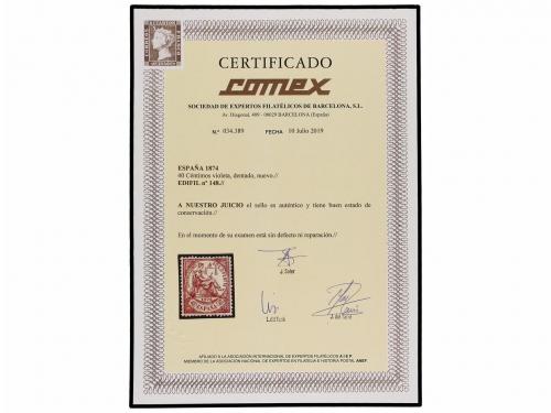 * ESPAÑA. Ed. 148. 40 cts. violeta. Color y centraje excepci