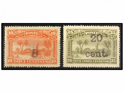 * MARRUECOS: CORREO LOCAL. Yv. 59b, 61c. 8 s. 10 cts. rojo y