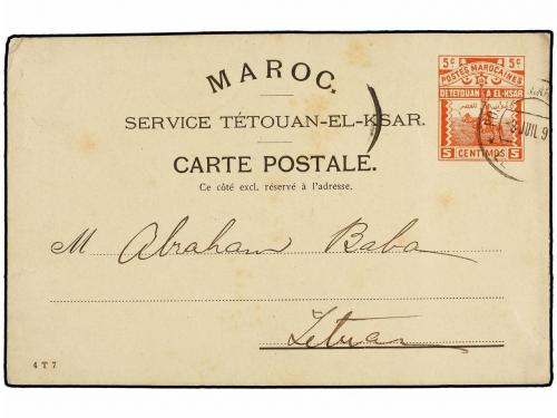 ✉ MARRUECOS: CORREO LOCAL. 1897. ALCAZARQUIVIR a TETUÁN. Ent