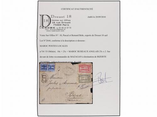 ✉ MARRUECOS: CORREO LOCAL. Yv. 54, 55. 1899. MARRAKECH a BIZ