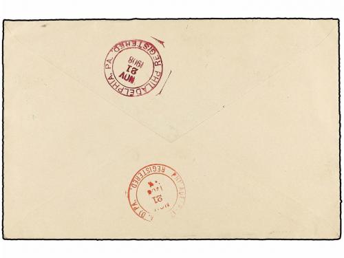 ¿ MARRUECOS ALEMAN. Mi. 31/33. 1908. TANGER a USA. 2,50 pts.