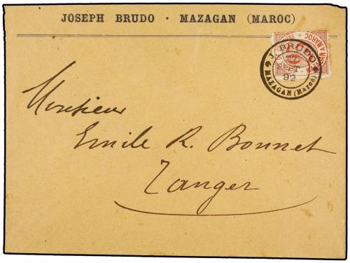 ✉ MARRUECOS: CORREO LOCAL. Yv. 44. 1892. MAZAGÁN a TANGER. S