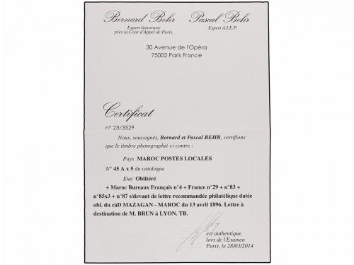 ✉ MARRUECOS: CORREO LOCAL. Yv. 45 (5). 1896. FRONTAL. MAZAGÁ