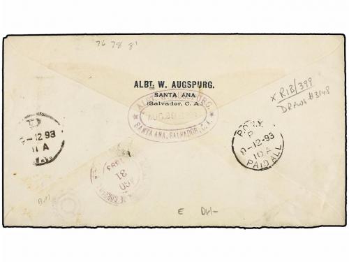 ✉ SALVADOR. Sc. 76, 78, 81. 1893. SANTA ANA a NEW YORK. 1 ct