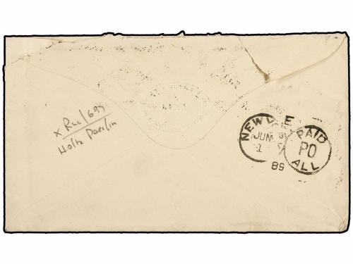 ✉ PERU. Sc. 104, 106 (5). 1889. LIMA a NEW YORK. 1 ctvo. azu