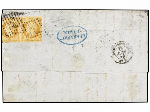 ¿ FRANCIA. Yv. 13 (6), 18 (2). 1854. PARÍS a NEW YORK. 10 ct