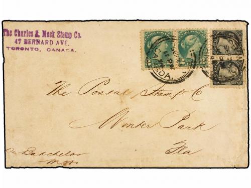 ✉ CANADA. 1894. TORONTO a U.S.A. Envelope franked with two 1