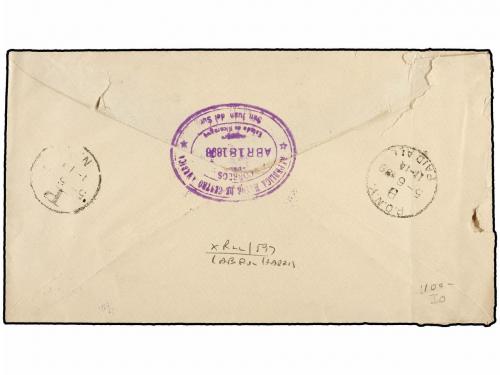 ✉ NICARAGUA. Sc. 100 (5). 1898. RIVAS a NEW YORK. 2 ctvos. l