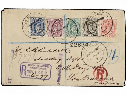 ✉ COOK. Sg. 6/10. 1897. RAROTONGA to SAN FRANCISCO. Envelope