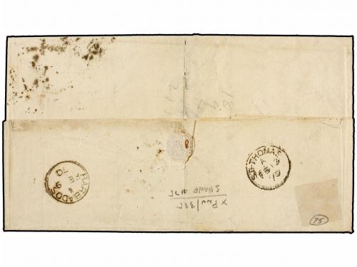 ✉ BARBADOS. Sg. 23, 25. 1870. BARBADOS to U.S.A. Entire lett