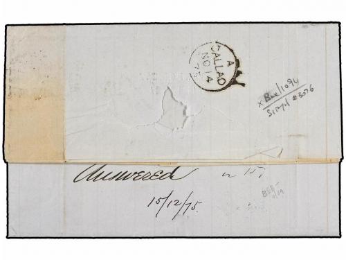 ✉ PERU. 1875. AREQUIPA a NEW YORK. 10 ctvos. rojo, mat. AREQ