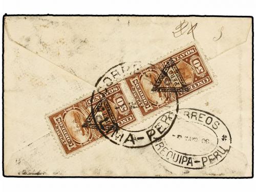¿ PERU. 1886. LIMA a AREQUIPA. Sobre circulado con sello de