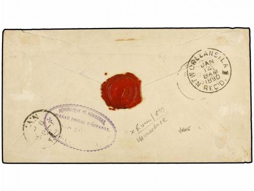 ✉ HONDURAS. Sc. 31 (5). 1889. SAN JUANCITO a NEW YORK. 2 ctv