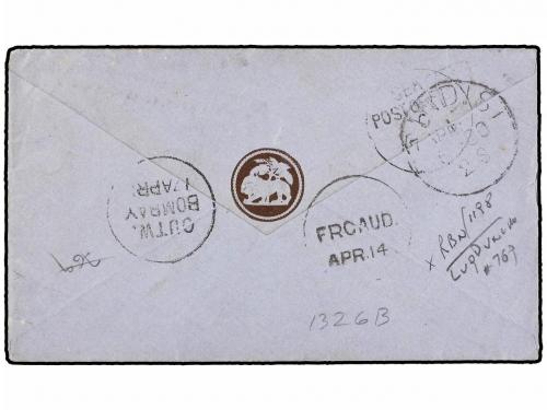 ✉ INDIA INGLESA. 1880. MADRAS to U.S.A. 1 anna Postal Statio