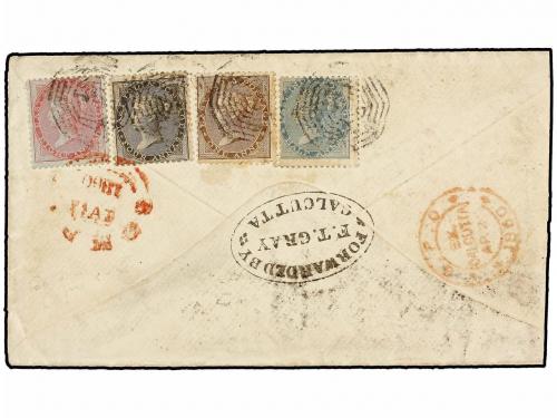 ✉ INDIA INGLESA. 1860. CALCUTTA to U.S.A. Envelope franked o