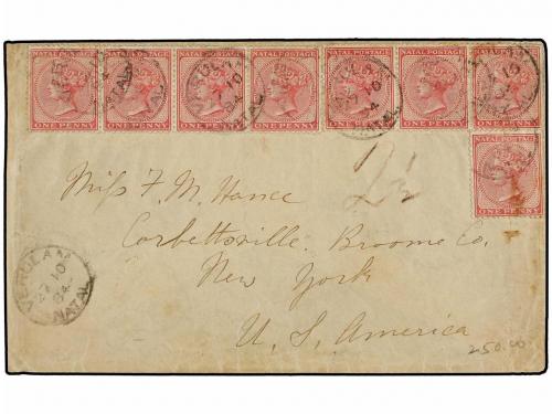 ✉ NATAL. Sg. 66. 1894. VERULAM to U.S.A. 1 d. red (8) tied b
