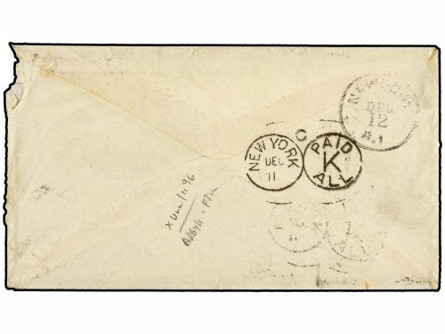 ✉ URUGUAY. 1867. MONTEVIDEO a U.S.A. 15 ctvos. amarillo (2).