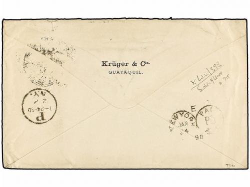 ¿ ECUADOR. Sc. 15, 16, 19, 21. 1890. GUAYAQUIL a NEW YORK. 1